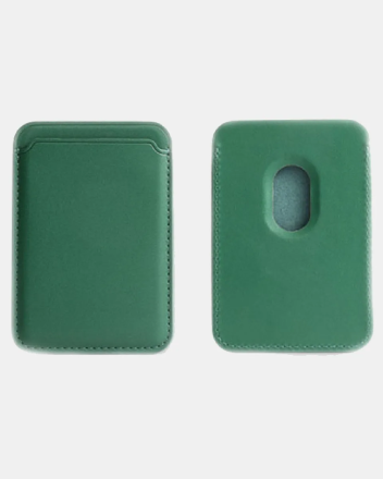 Кожаный чехол бумажник для карт и визиток с MagSafe зеленый для IPhone