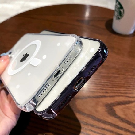 Чехол с поддержкой Magsafe и с защитой камеры для iPhone 15 Pro Мах, серебряный