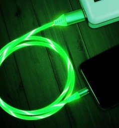 Светящиеся кабель lighting для зарядки 2,4А 1м , зеленый