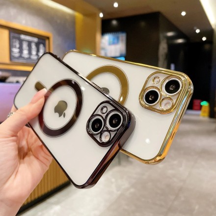 Чехол с поддержкой Magsafe и с защитой камеры для iPhone 15, золотой