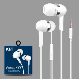 Вакуумные наушники KIN K88 Music Handsfree Fashion Universal с микрофоном, белый
