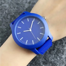 Часы унисекс с силиконовым ремешком, синие