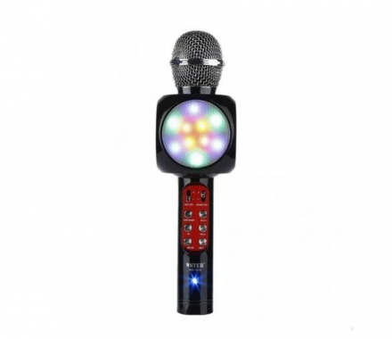 Колонка-микрофон для караоке WS-1816ch, 2х3 Вт, 2600 мАч, подсветка, черный