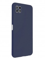 Чехол силиконовый для Samsung Galaxy A22 c защитой камеры, темно-синий