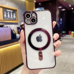 Чехол с поддержкой Magsafe и с защитой камеры для iPhone 15, фиолетовый