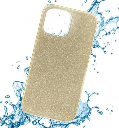 Чехол силиконовый с блестками для iPhone 13 Pro, золотой