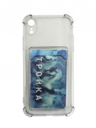 Чехол силикиновый для iPhone XR с карманом для карт, прозрачный