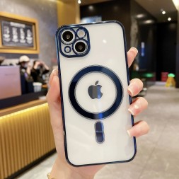 Чехол с поддержкой Magsafe и с защитой камеры для iPhone 15, синий