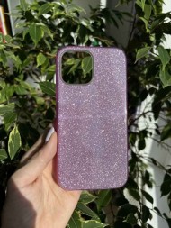 Чехол силиконовый с блестками для iPhone 13 Pro  Max, фиолетовый
