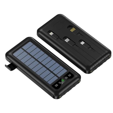 Внешний аккумулятор на солнечной батарее Solar Charger с кабелями для зарядки - 15800 mAh