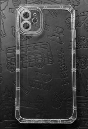 Чехол силиконовый противоударный с защитой камеры для iPhone 11, прозрачный