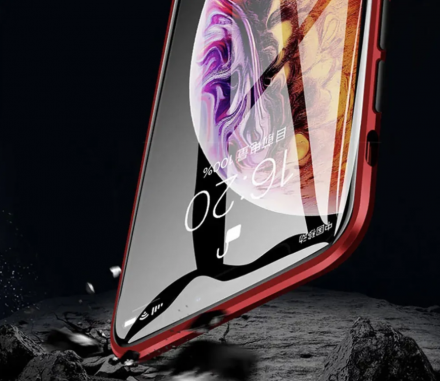 Магнитный стеклянный чехол с металлическим бампером для iPhone 11 Pro, X, XS, красный