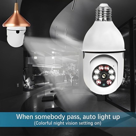 Камера видеонаблюдения/ WiFi видео-няня в форме лампочки с цоколем E27 и с авто освещением A4889 MRM