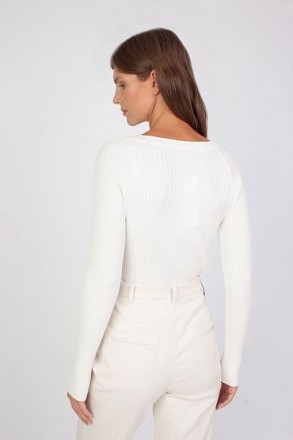 Женский трикотажный свитер с круглым вырезом, размер S, белый