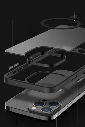 Чехол для iPhone 14 Pro Max матовый, нескользящий с поддержкой Magsafe, черный