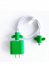 Защитный силиконовый чехол для зарядного кабеля, зеленый
