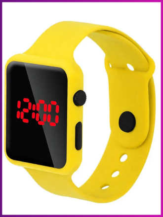Часы наручные электронные с силиконовым ремешком, желтый