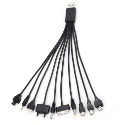 Универсальный кабель 10 в 1 для зарядки мобильных устройств, черный