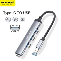 USB-концентратор Awei CL-150T, 4 порта, многопортовый адаптер для смартфонов планшетов