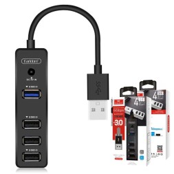 USB разветвитель Earldom ET-HUB07 на 4 порта (USB 2.0x3+USB 3.0), черный