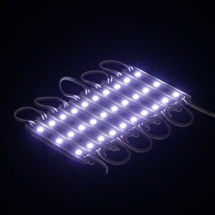 Светодиодная подсветка салона, 3 LED, 9х1.1 см, 12 В, IP68, клейкая основа, свет белый - 10 шт