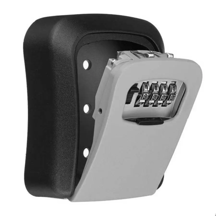 Настенный сейф металлический для хранения ключей с кодовым замком 11см, черно-серый