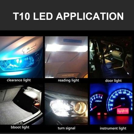 Автомобильные светодиодные лампы W5W T10 6000К,12В красный свет - 4 шт.