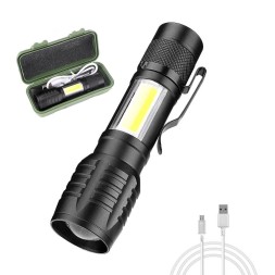 Тактический фонарик светодиодный, охотничий фонарь xpe + cob, рабочая лампа с чехлом для хранения