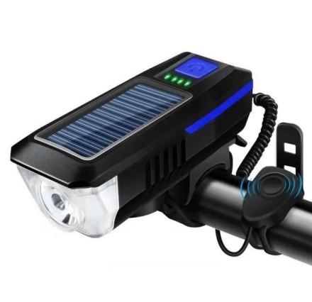 Велосипедный фонарь – велофара Solar LY-17 с сигналом и солнечной зарядкой