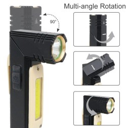 Металлический фонарик с зарядкой от USB, вращающийся на 90 градусов, сильный магнитный - 17см