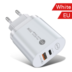 Сетевое зарядное устройство на 1 USB с Type C быстрая зарядка ,белый