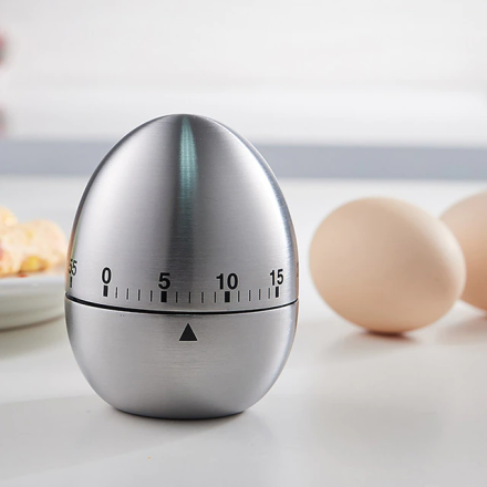 Кухонный таймер для приготовления пищи, будильник в виде яйца из нержавеющей стали на 60 минут