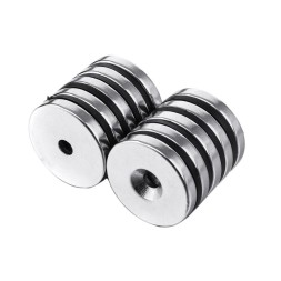 Неодимовые магниты сверхмощные NV-36 диски с отверстием 3x30мм - 2 шт