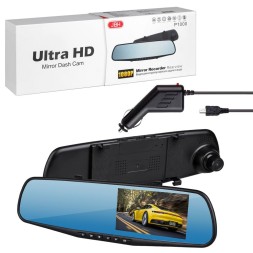 Автомобильный видеорегистратор - зеркало заднего вида с 2-мя камерами с экраном 3.5 в зеркале JBH P1000