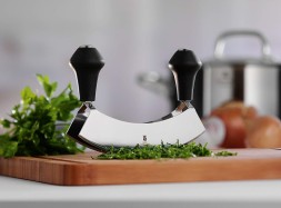 Двойной нож двуручный кухонный для рубки и шинковки овощей и фруктов 27 см