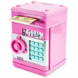 Копилка-сейф для денег с кодовым замком 13,5х14х19,5 см, розовый