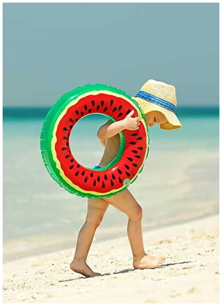 Пляжный, бассейный надувной круг для плавания Красный Арбуз Watermelon - 80 см