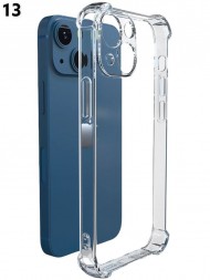 Чехол силиконовый противоударный Антишок для iPhone 13 с защитой камеры, прозрачный