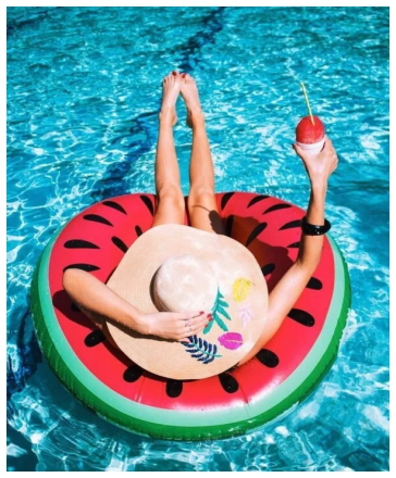 Пляжный, бассейный надувной круг для плавания Красный Арбуз Watermelon - 100 см