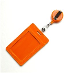 Обложка-карман для проездных школьных карт на рулетке оранжевый, 2 шт