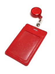 Обложка-карман для проездных школьных карт на рулетке красный, 2 шт