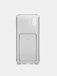 Чехол силикиновый для Samsung Galaxy A03 Core с карманом для карты, прозрачный