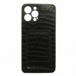 Чехол силиконовый визитка для iPhone 13 Pro Max с защитой камеры, черный