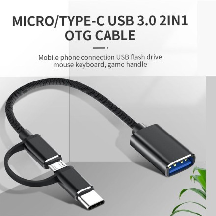 Переходник OTG 2 в 1 USB Yesido GS02 Micro USB на Type-C