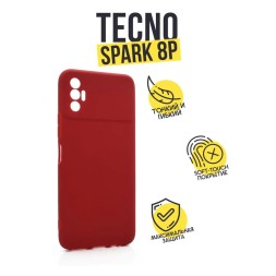 Чехол силиконовый для Tecno Spark 8p, бордовый