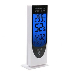 Термометр-гигрометр метеостанция  с часами  будильником HTC-8