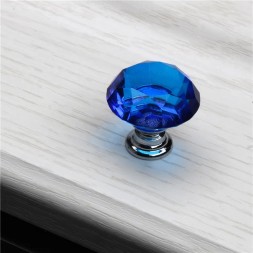 Ручка для шкафа мебельных аксессуаров «Кристалл» , синяя d=30мм