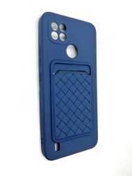 Чехол силиконовый для Realme C21 с кармашком для карт и защитой камеры, темно-синий