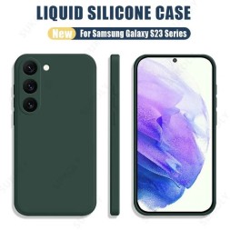 Чехол бархатный Silicone Cover для Samsung Galaxy S24, темно зеленый