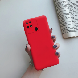Чехол бархатный Silicone для Xiaomi Redmi 10C, красный